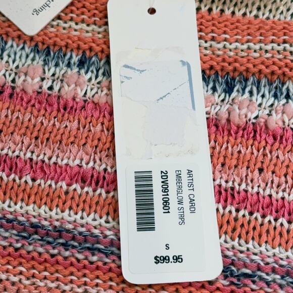 Soft Surroundings Sweater Womens Small Open Cardigan Emberglow Striped NWT - Picture 9 of 12
